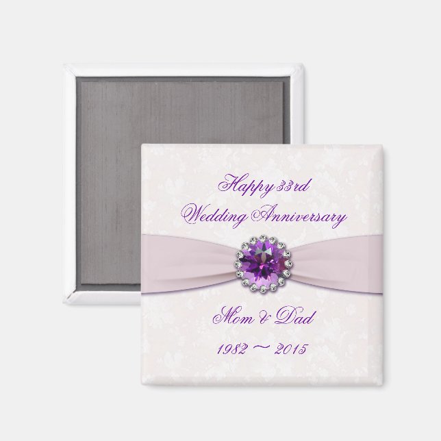 Damask 33e Mariage Anniversary Magnet (Recto/Verso)