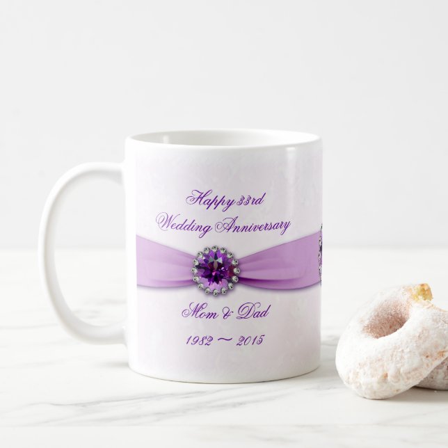 Damask 33ème Mariage Anniversary Mug (Avec donut)