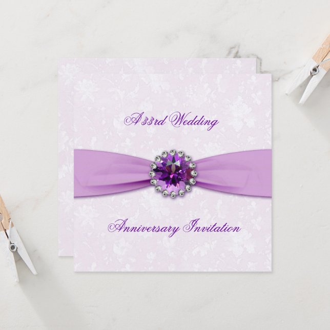 Damask 33rd Wedding Anniversary Invitation (Front/Back In Situ)
