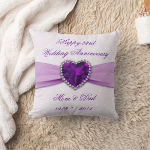 Damask 33rd Wedding Anniversary Throw Pillow
