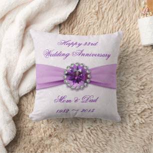 Damask 33rd Wedding Anniversary Throw Pillow