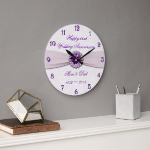 Damask 33rd Wedding Anniversary Wall Clock