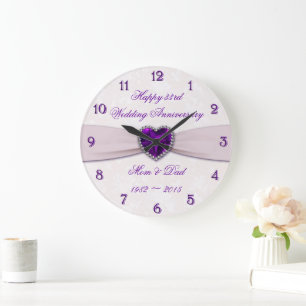 Damask 33rd Wedding Anniversary Wall Clock