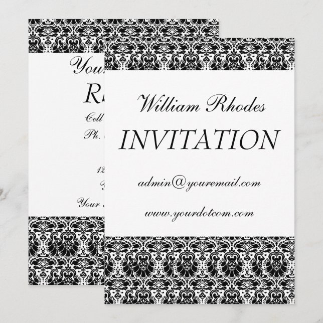 damask 3, Personal Invitation (Front/Back)