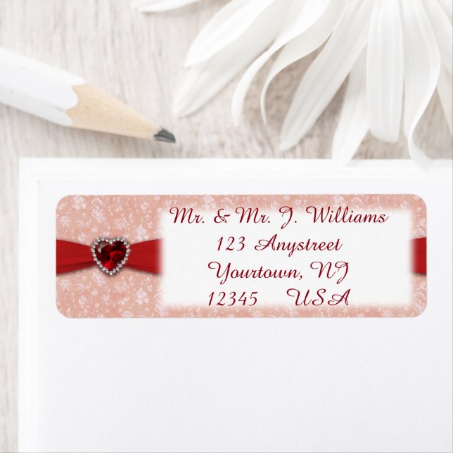 Damask 40th Anniversary Return Address Labels (Insitu)