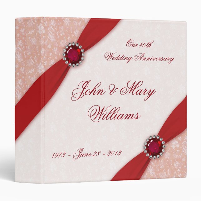 Damask 40th Wedding Anniversary 1.5" Binder (Front/Spine)