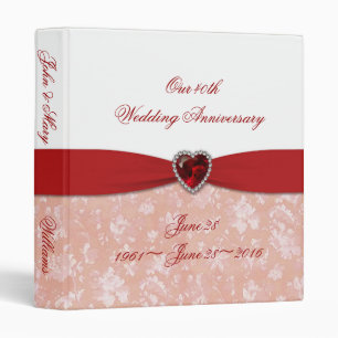 Damask 40th Wedding Anniversary 1" Binder