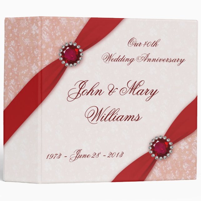 Damask 40th Wedding Anniversary 2" Binder (Front/Spine)