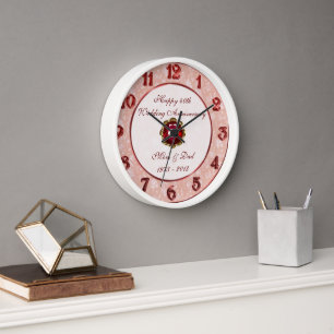 Damask 40th Wedding Anniversary Clock