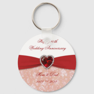 Damask 40th Wedding Anniversary Design Keychain