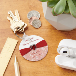 Damask 40th Wedding Anniversary Design Keychain