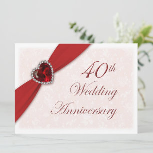 Damask 40th Wedding Anniversary Invitation