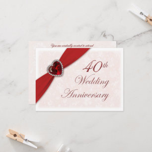 Damask 40th Wedding Anniversary Invitation