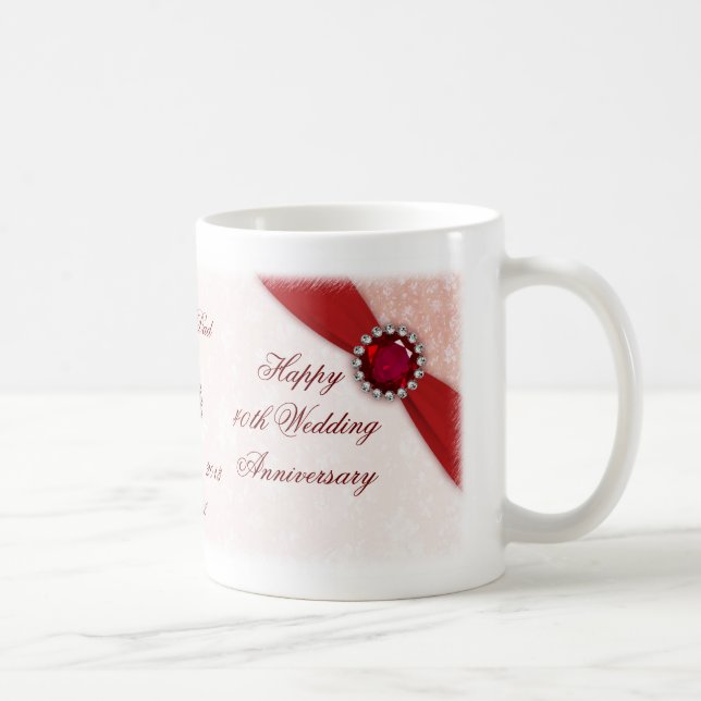 Damask 40th Wedding Anniversary Mug (Right)