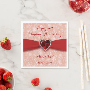 Damask 40th Wedding Anniversary Paper Napkins