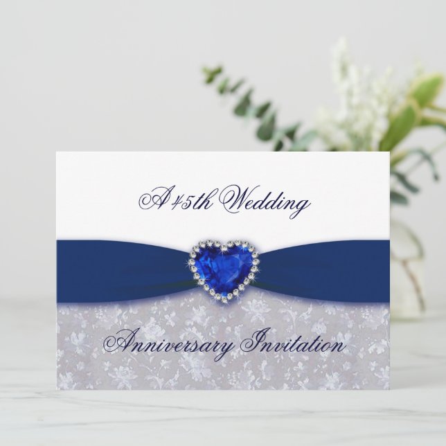 Damask 45e anniversaire de Mariage Invitation (Debout devant)