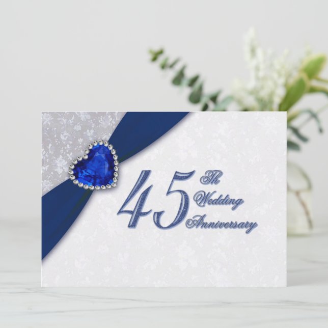 Damask 45e anniversaire de Mariage Invitation (Debout devant)