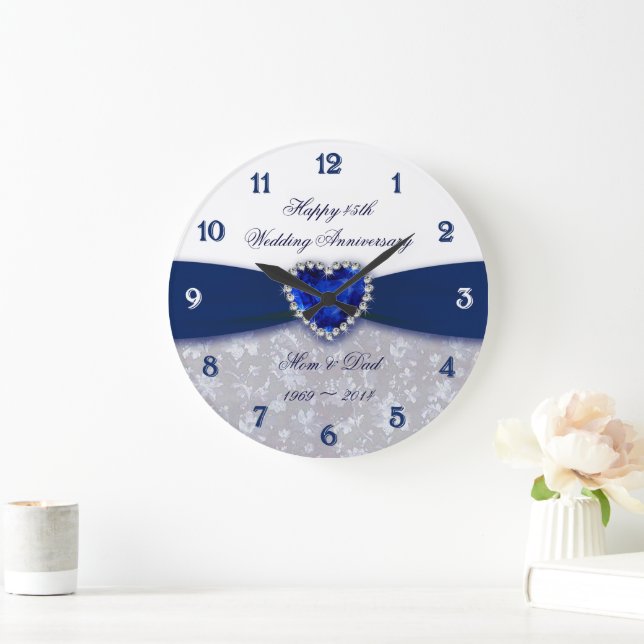 Damask 45th Wedding Anniversary Clock (Home)