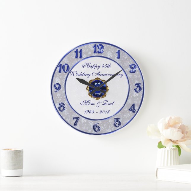 Damask 45th Wedding Anniversary Clock (Home)