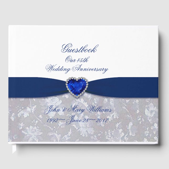 Damask 45th Wedding Anniversary Guestbook (Front)