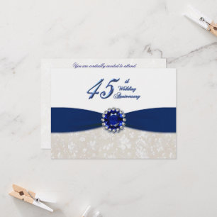 Damask 45th Wedding Anniversary Invitation