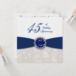 Damask 45th Wedding Anniversary Invitation