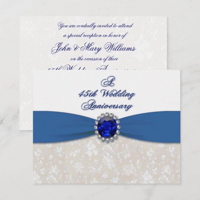 Damask 45th Wedding Anniversary Invitation (Front/Back)