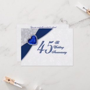 Damask 45th Wedding Anniversary Invitation