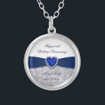 Damask 45th Wedding Anniversary Necklace<br><div class="desc">A Digitalbcon Images Design featuring a sapphire blue and white colour and damask design theme with a variety of custom images, shapes, patterns, styles and fonts in this one-of-a-kind "Damask 45th Wedding Anniversary Design". With this attractive and elegant design choice you'll have all your decorations, gift ideas and party favours...</div>