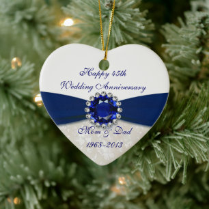 Damask 45th Wedding Anniversary Ornament