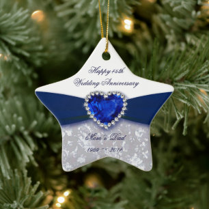 Damask 45th Wedding Anniversary Ornament