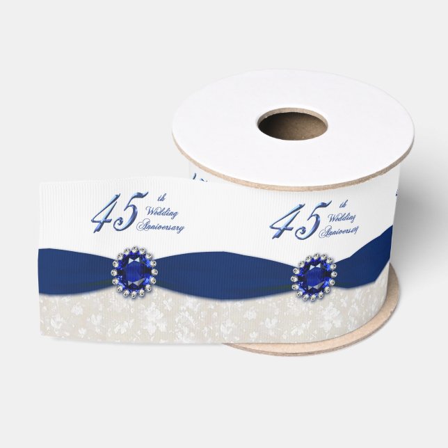 Damask 45th Wedding Anniversary Ribbon Grosgrain Ribbon (Spool)