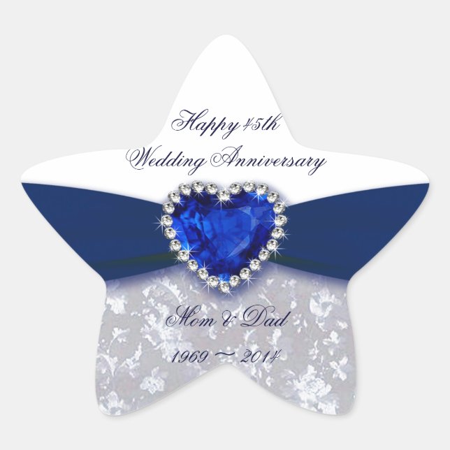Damask 45th Wedding Anniversary Sticker (Front)