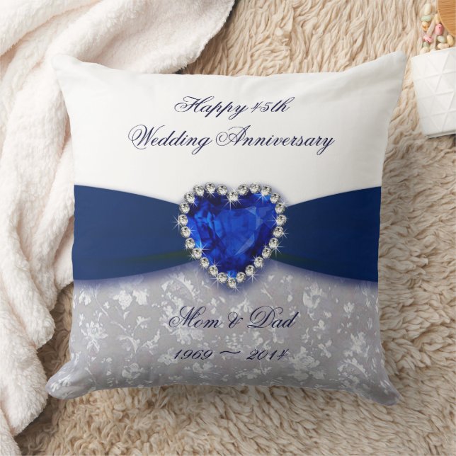 Damask 45th Wedding Anniversary Throw Pillow (Blanket)