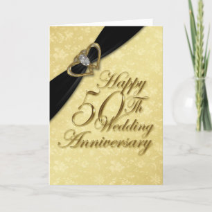 Damask 50th Wedding Anniversary Greeting Card