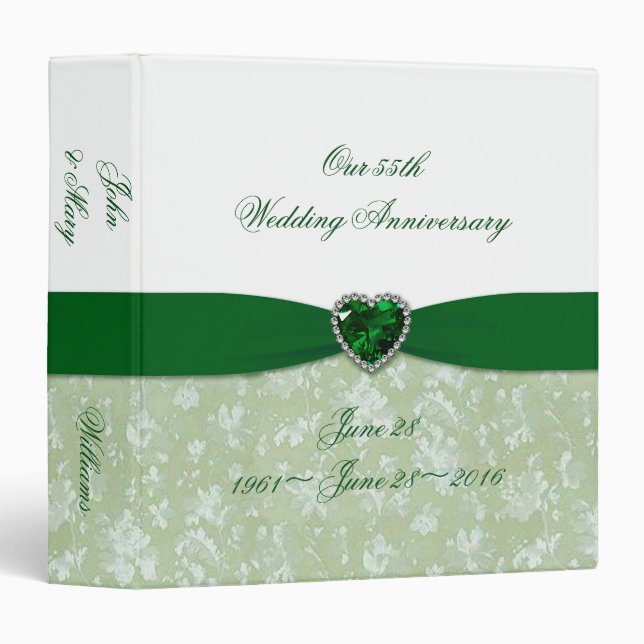 Damask 55e Mariage Anniversaire 1,5" Classeur (Devant/Côté)