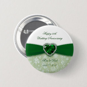 Damask 55th Wedding Anniversary 2 Inch Round Button