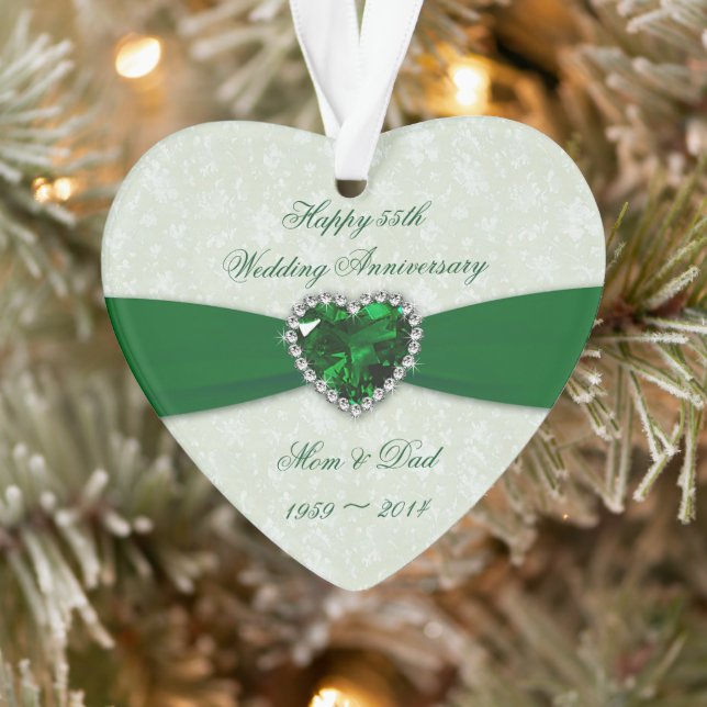 Damask 55th Wedding Anniversary Acrylic Ornament (Tree)