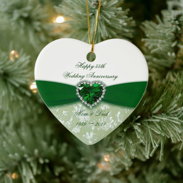Damask 55th Wedding Anniversary Ceramic Ornament (Tree)