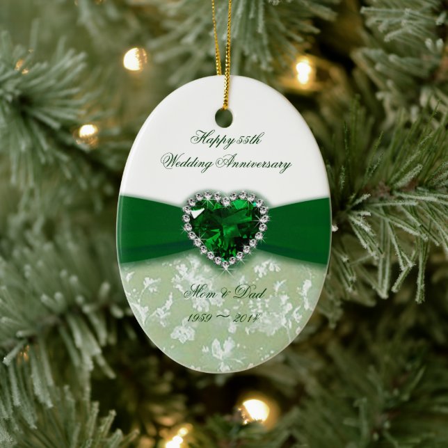 Damask 55th Wedding Anniversary Ceramic Ornament (Tree)