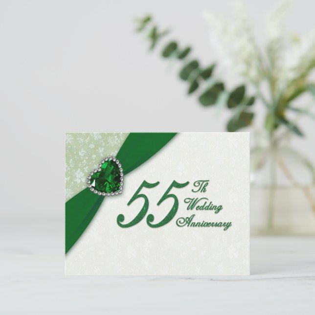Damask 55th Wedding Anniversary Invitation (Standing Front)