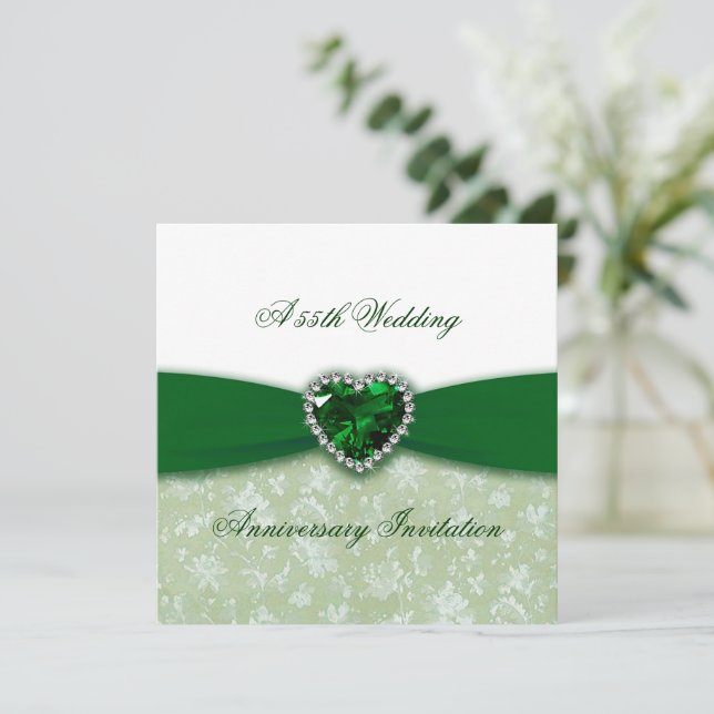 Damask 55th Wedding Anniversary Invitation (Standing Front)