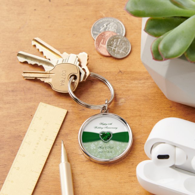 Damask 55th Wedding Anniversary Keychain (Desk)