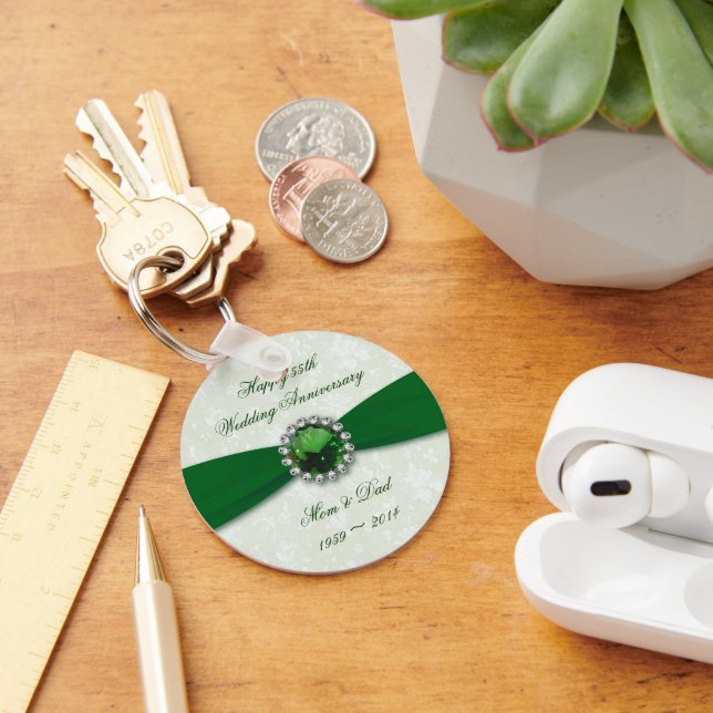 Damask 55th Wedding Anniversary Keychain (Desk)