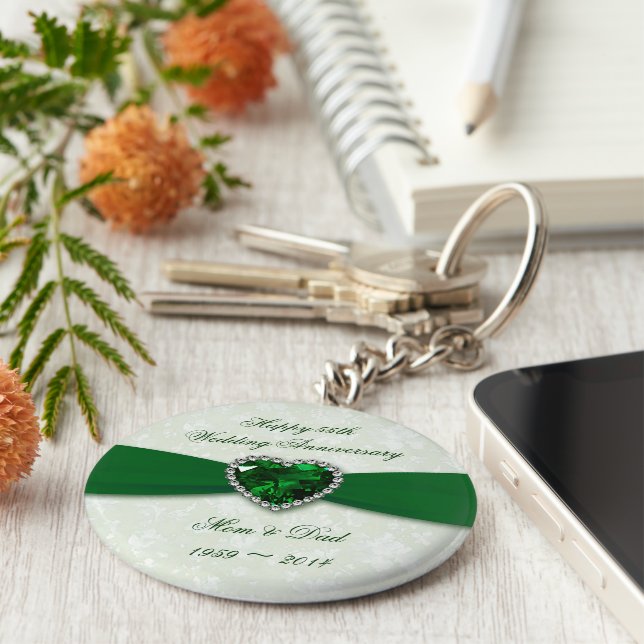 Damask 55th Wedding Anniversary Keychain (Side)