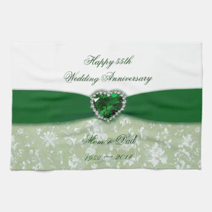Damask 55th Wedding Anniversary Kitchen Towel