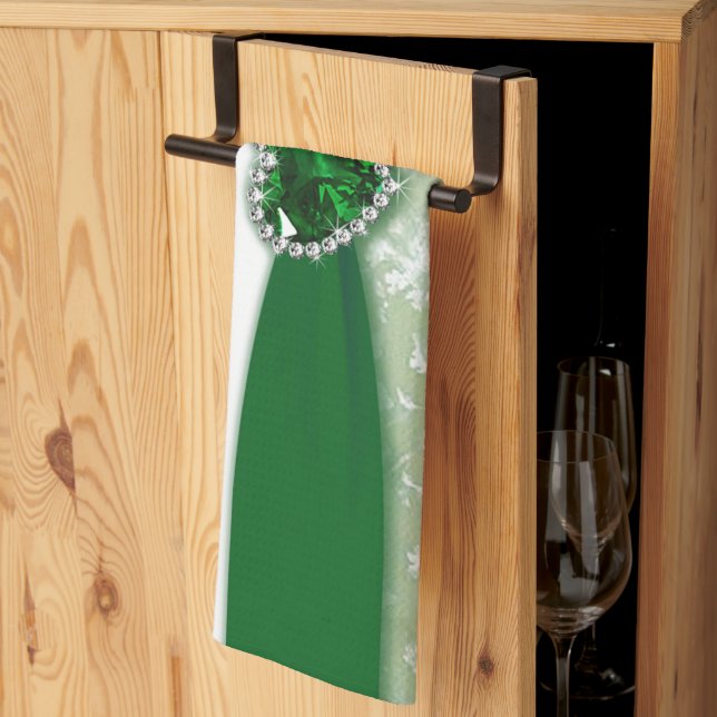 Damask 55th Wedding Anniversary Kitchen Towel (Thirds Fold)