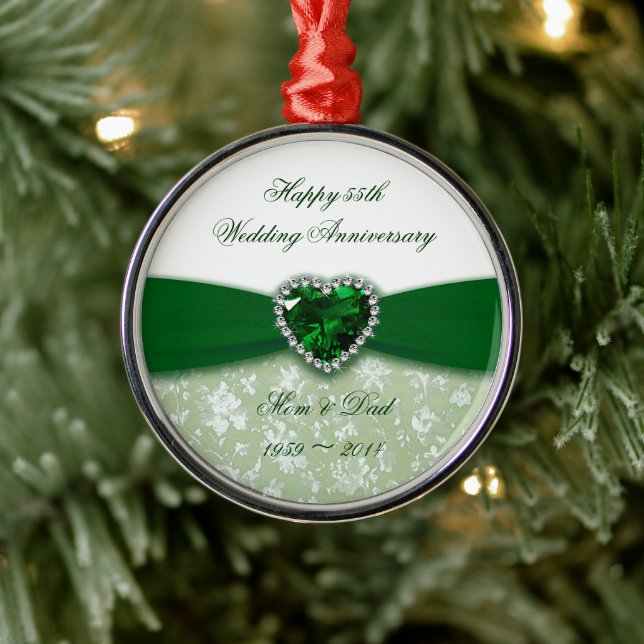 Damask 55th Wedding Anniversary Metal Ornament (Tree)