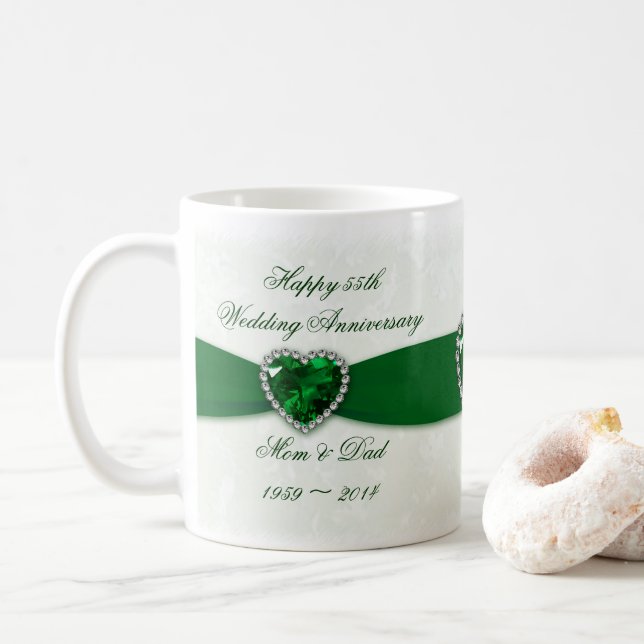 Damask 55th Wedding Anniversary Mug (With Donut)
