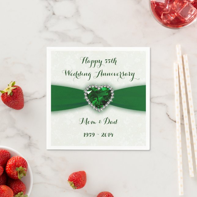 Damask 55th Wedding Anniversary Paper Napkins (Insitu)